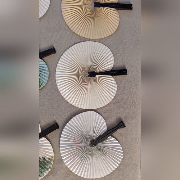 Set of 9 Vintage Chinese Hand Fans Folding Metal Travel Floral and Birds - Picture 12 of 13